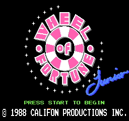 Wheel of Fortune Junior Edition title screen for NES